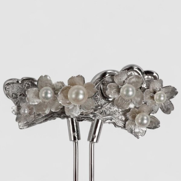 画像2: 【オーダー例】ジュエリーCADと職人技で創る、銀の桜かんざし (2)