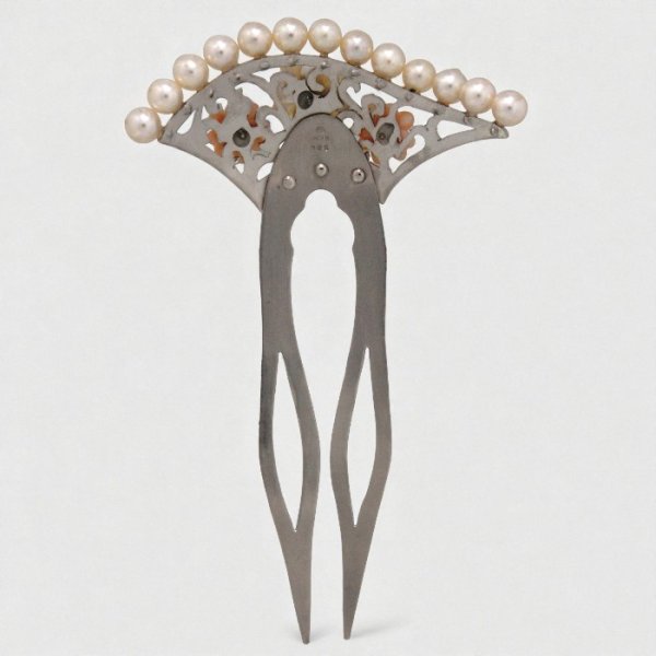 画像2: 【オーダー例】アコヤ真珠とシェルのお花をあしらった銀のかんざし (2)