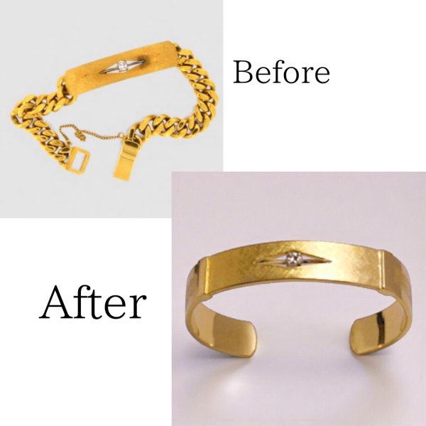 画像1: 【リフォーム例】K18ダイヤ入りブレスレットをバングルへ (1)