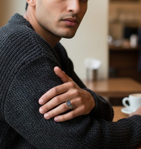 画像7: SV925ブルーカルセドニー オリジナルダリアリング (7)