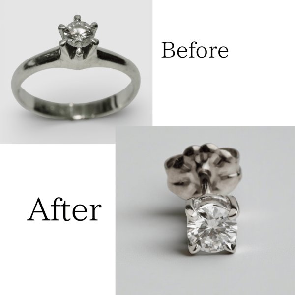 画像1: 【リフォーム例】立爪婚約指輪を普段使いの片耳ピアスへ (1)