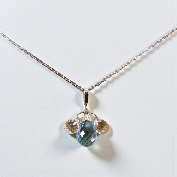 画像3: Pt900/K18WGブルートパーズ×水晶ブリオレットカットネックレス (3)