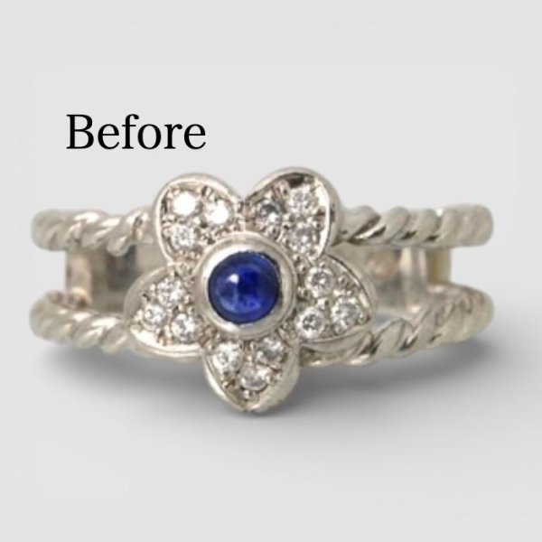 画像2: 【リフォーム・オーダー】Pt900花モチーフリングをペンダントにリフォーム（カスタマイズ） (2)