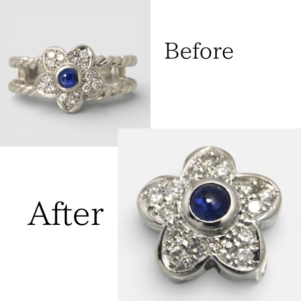 画像1: 【リフォーム・オーダー】Pt900花モチーフリングをペンダントにリフォーム（カスタマイズ） (1)