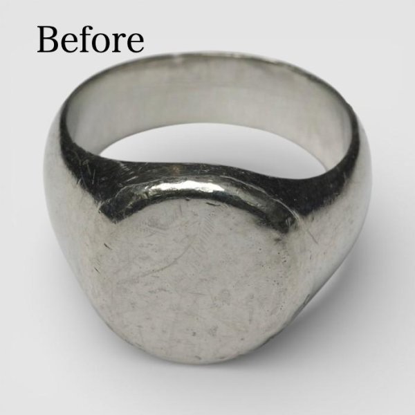 画像2: 【リフォーム例】Pt900印台リングをサイズ直し＆0.16ctダイヤ留め (2)