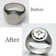 画像1: 【リフォーム例】Pt900印台リングをサイズ直し＆0.16ctダイヤ留め (1)