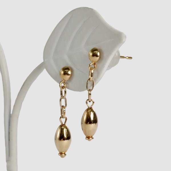 画像2: K18アーモンドパーツピアス (2)