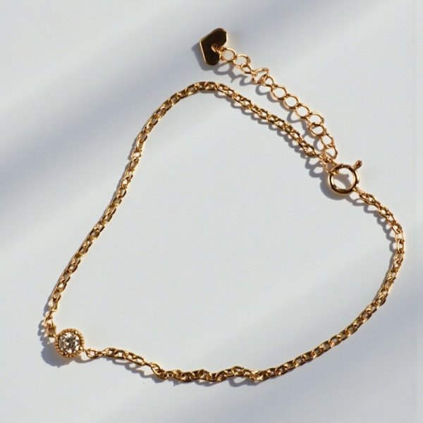 画像1: K18ダイヤモンド 入りチェーンブレスレット (1)