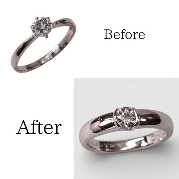 画像1: プラチナ6本爪ダイアモンドリングを日常使いのシンプルな指輪にリフォーム (1)