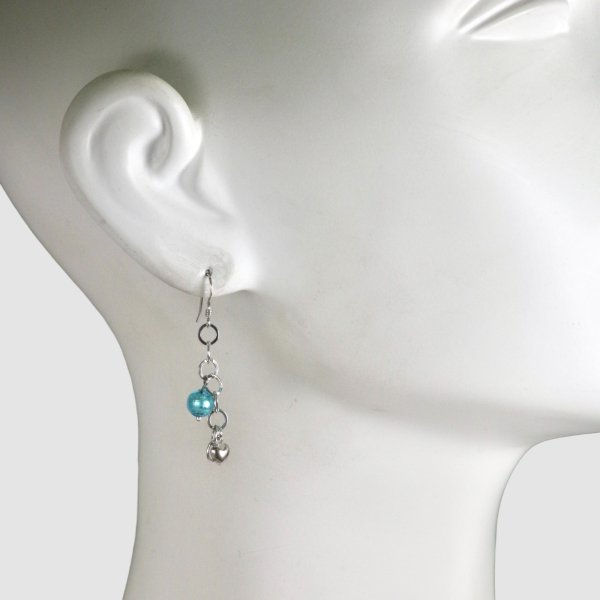 画像4: SV925 ベネチアンガラス ブルー ロングピアス (4)