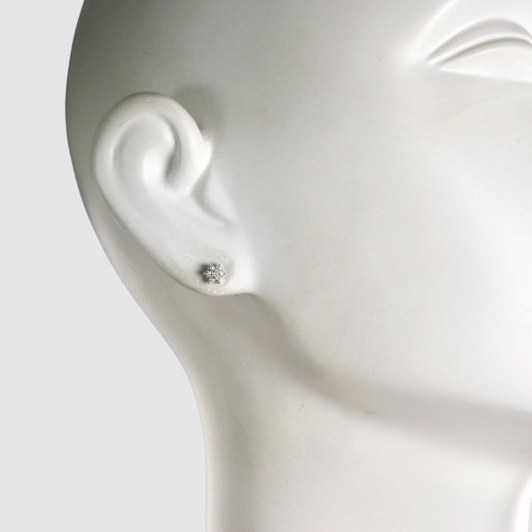 画像5: K18WG フラワーダイヤモンドピアス（直結） (5)