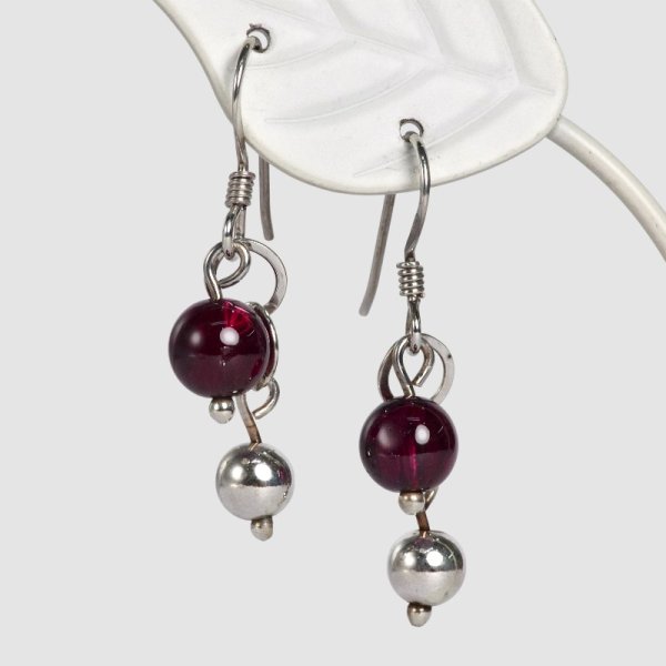 画像1: sv925ガーネットピアス (1)
