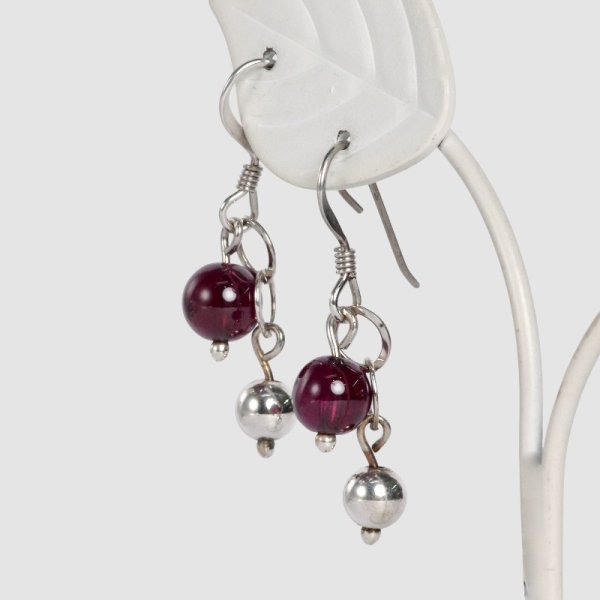 画像2: sv925ガーネットピアス (2)
