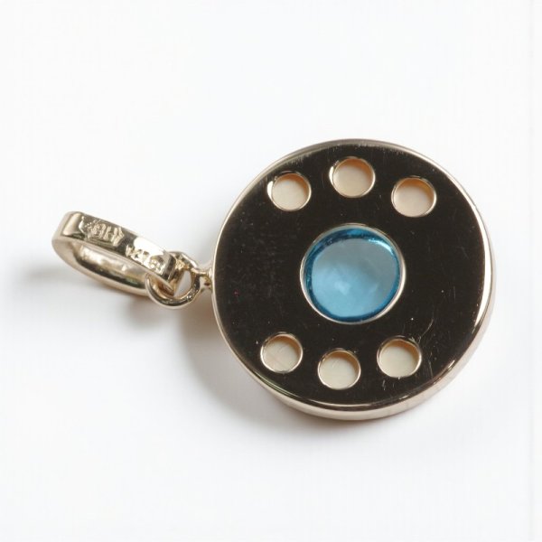 画像3: K18 ブルートパーズ×白蝶貝 デザインペンダント (3)