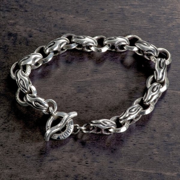 画像1: SV925イーグル＆リングスブレスレット　 (1)