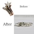 画像1: 【リフォーム例】婚約指輪の立爪ダイヤを結婚指輪のカーブに合わせてリフォーム (1)