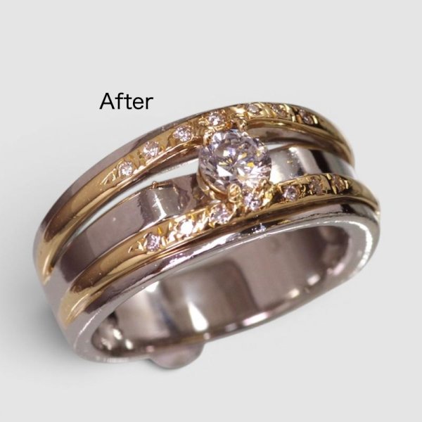 画像4: 【修理】プラチナ/K18ダイアモンド入りリングの中石爪直し 修理 (4)