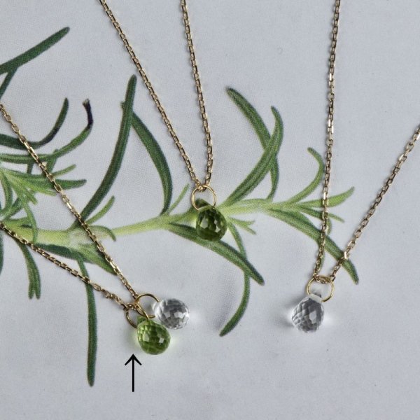 画像6: K10ネックレス ペリドット×クリアクォーツペンダント (6)
