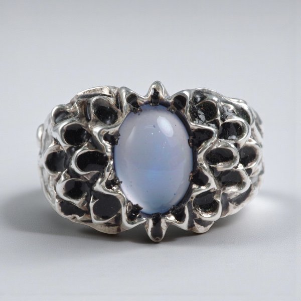 画像1: SV925ブルーカルセドニー オリジナルダリアリング (1)