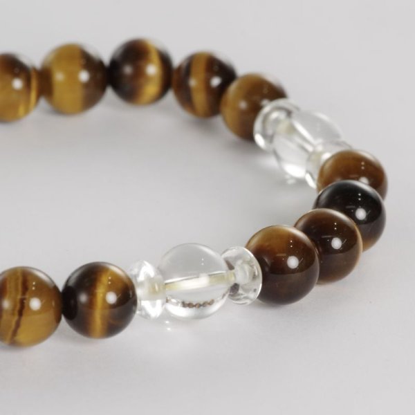 画像5: タイガーアイ&水晶ブレスレット (5)