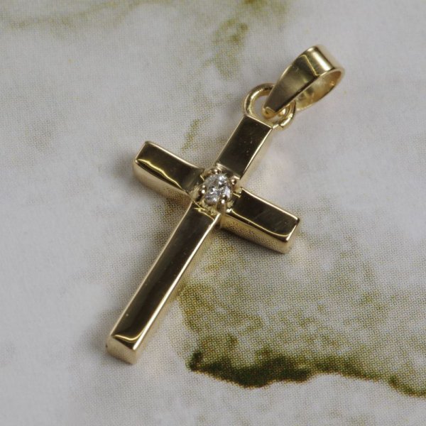 画像4: K18ダイヤ入りクロスペンダント (4)