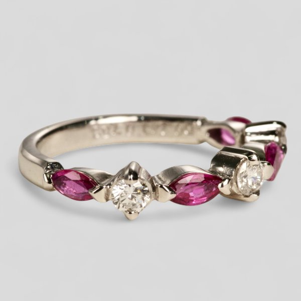 画像3: Pt900 マーキスルビー&ダイヤ リング (3)