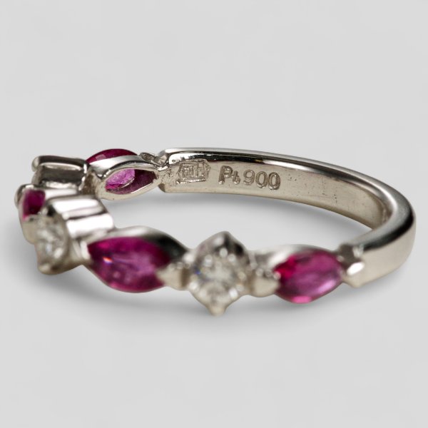 画像5: Pt900 マーキスルビー&ダイヤ リング (5)