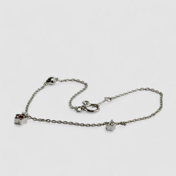 画像7: Ptルビー・ダイヤモンド 星形チャーム付きチェーンブレスレット (7)