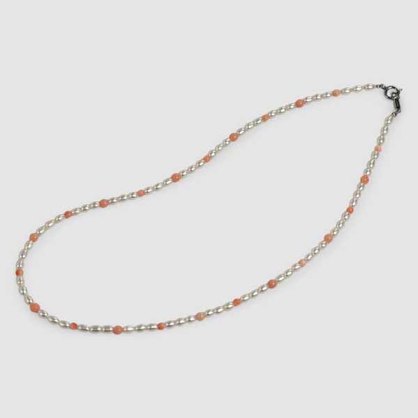 画像4: 桃珊瑚【サンゴ】×淡水ハ?ールネックレス (4)