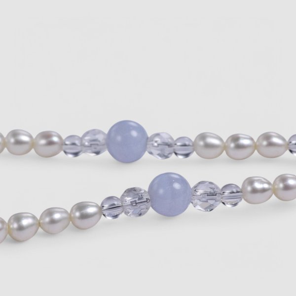 画像4: ブルーレース×淡水ハ?ールネックレス (4)