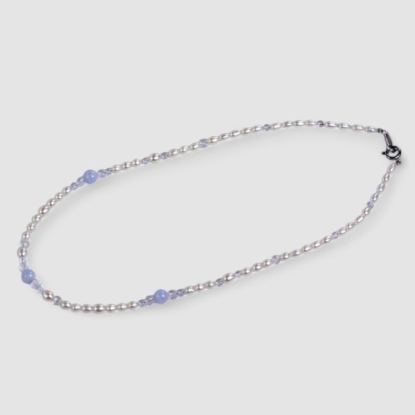 画像5: ブルーレース×淡水ハ?ールネックレス (5)