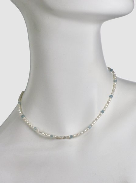 画像2: アクアマリン×淡水ハ?ールネックレス (2)