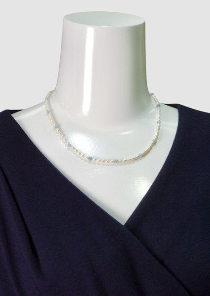 画像6: アクアマリン×淡水ハ?ールネックレス (6)