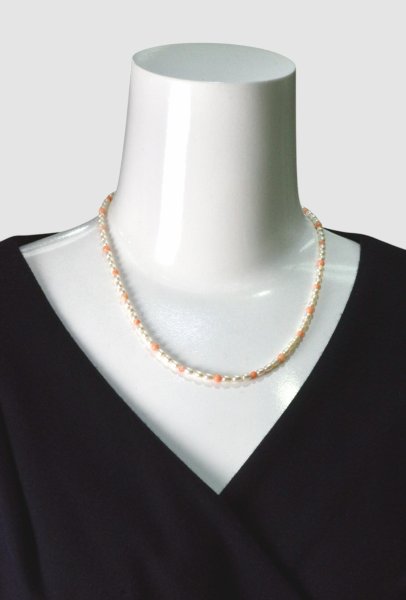 画像6: 桃珊瑚【サンゴ】×淡水ハ?ールネックレス (6)