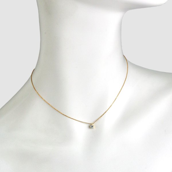 画像2: K18 1粒ダイヤモンドネックレス (2)