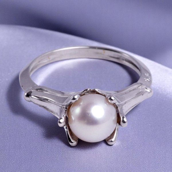 画像9: SV925 アコヤパール×百合モチーフリング (9)