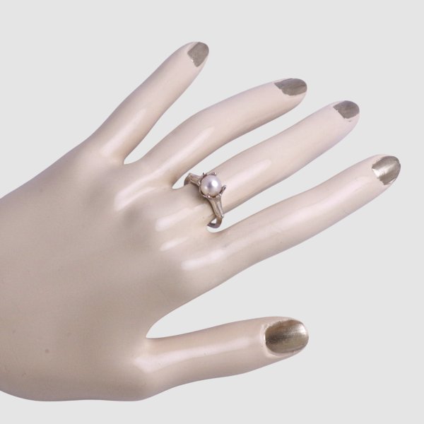 画像7: SV925 アコヤパール×百合モチーフリング (7)