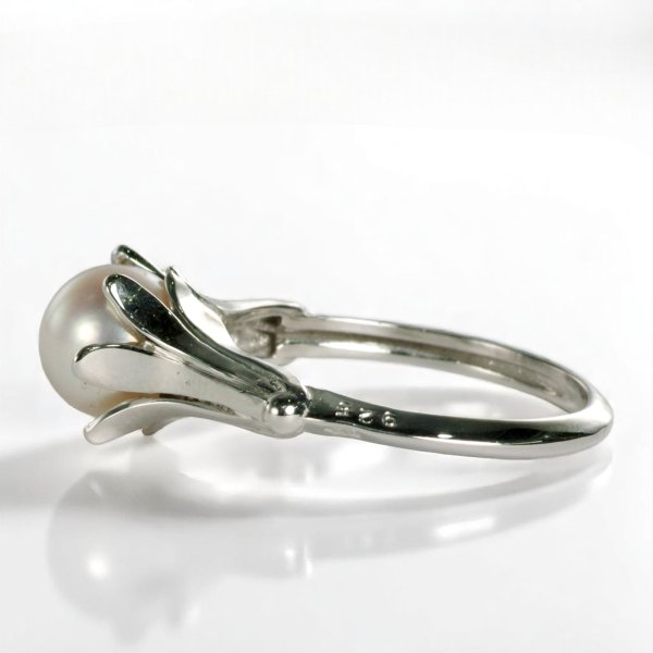 画像3: SV925 アコヤパール×百合モチーフリング (3)