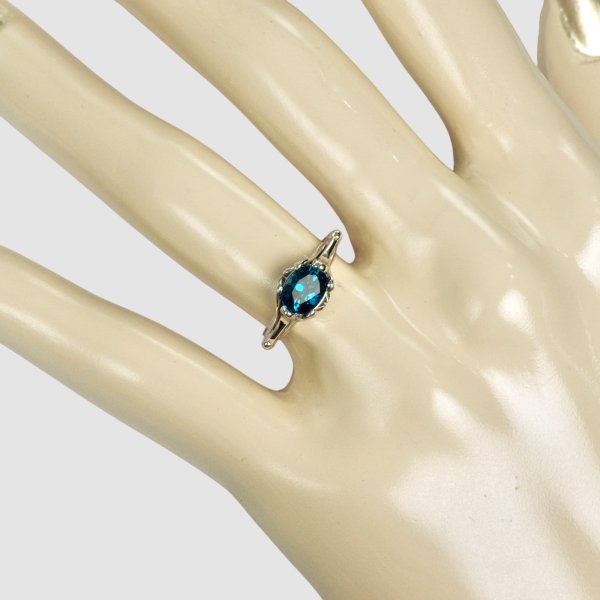 画像7: SV925 ロンドンブルートパーズ×百合モチーフリング (7)