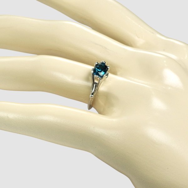 画像8: SV925 ロンドンブルートパーズ×百合モチーフリング (8)