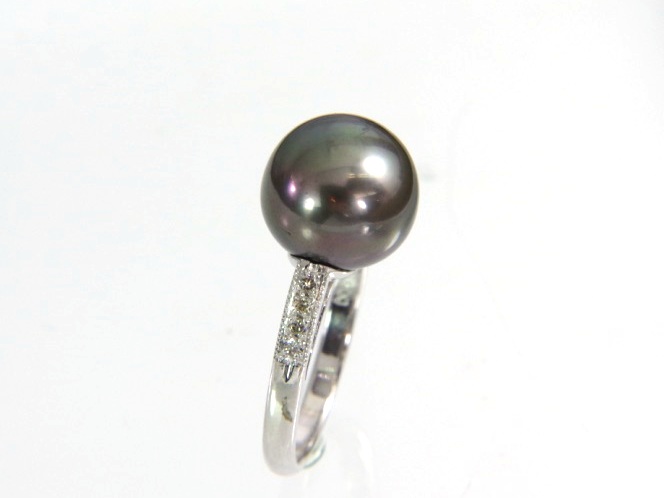 Pt900黒真珠ダイヤリング