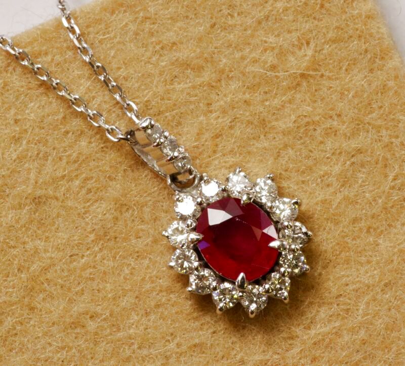 pt850\u0026pt900 ルビー\u0026ダイヤモンドネックレス 0.7ct 5.31g