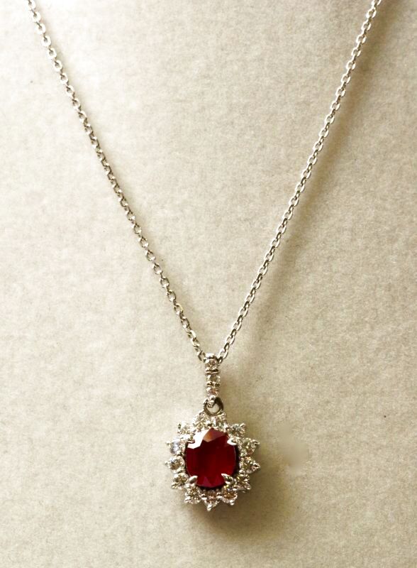 pt850\u0026pt900 ルビー\u0026ダイヤモンドネックレス 0.7ct 5.31g