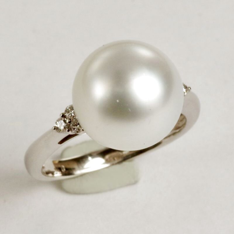 その他リングはこちらですPt900 白蝶真珠　約13.7mm ダイヤモンド　0.52 リング　指輪